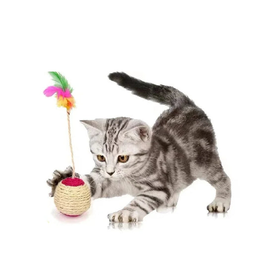 Colorful Feather Cat Toy Interactive Sisal Shuttlecock Ball for Cats