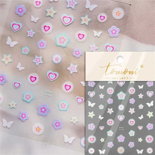 1 piece 5D color crystal star nail stickers high quality love shiny