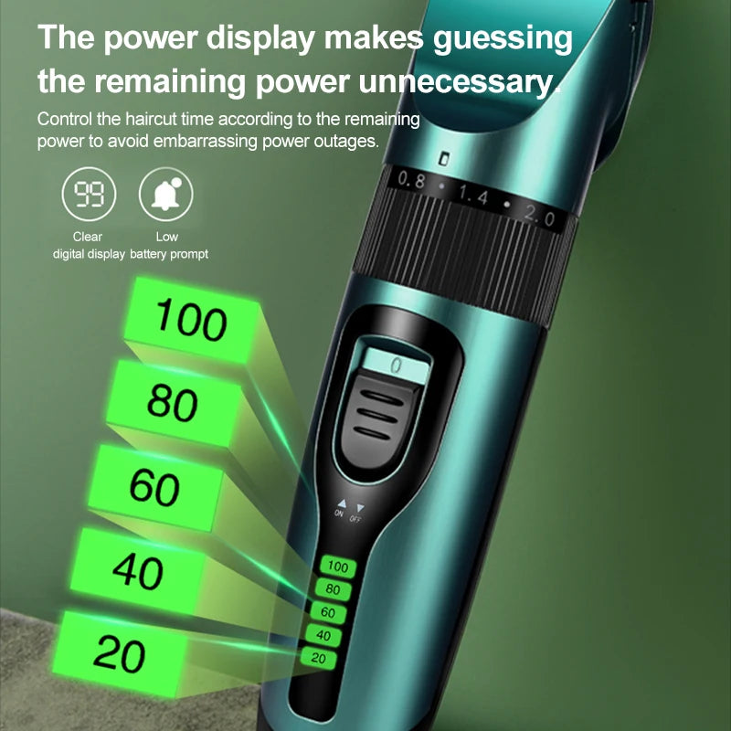 Electric Hair Clipper Wireless Professional Trimmer LED Display