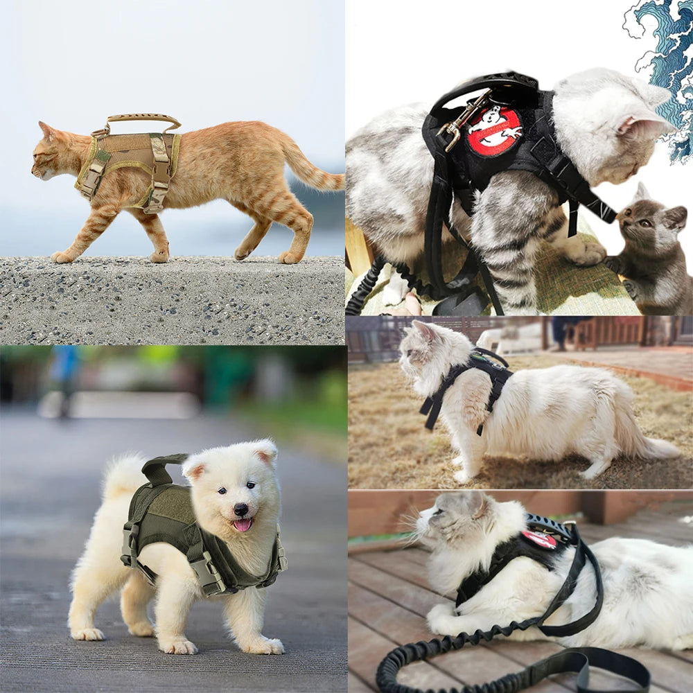 Tactical Cat Harness For Walking Escape Proof Adjustable Pet Vest