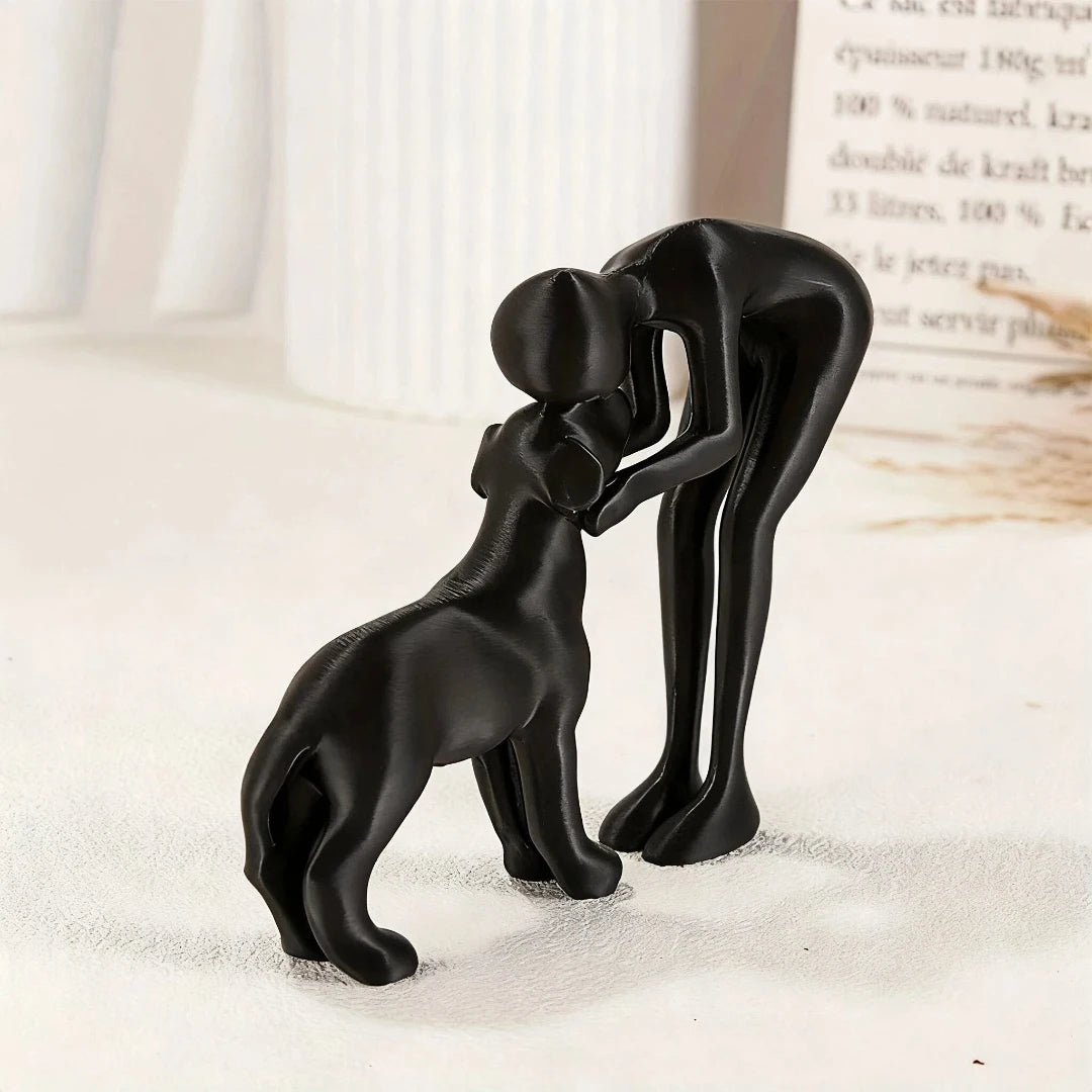 Abstract art companionship! Interactive human and pet figurines for