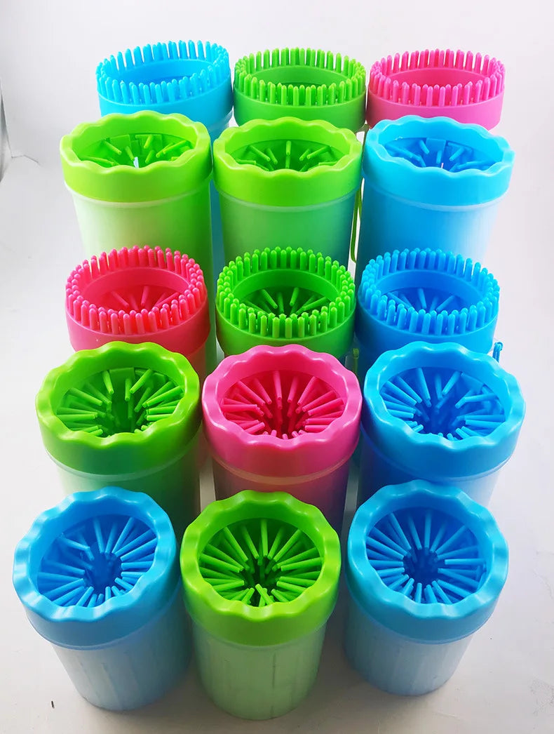 1Pc Pet Plastic Foot Wash Cup S L XL Large size silicone brush Dog cat