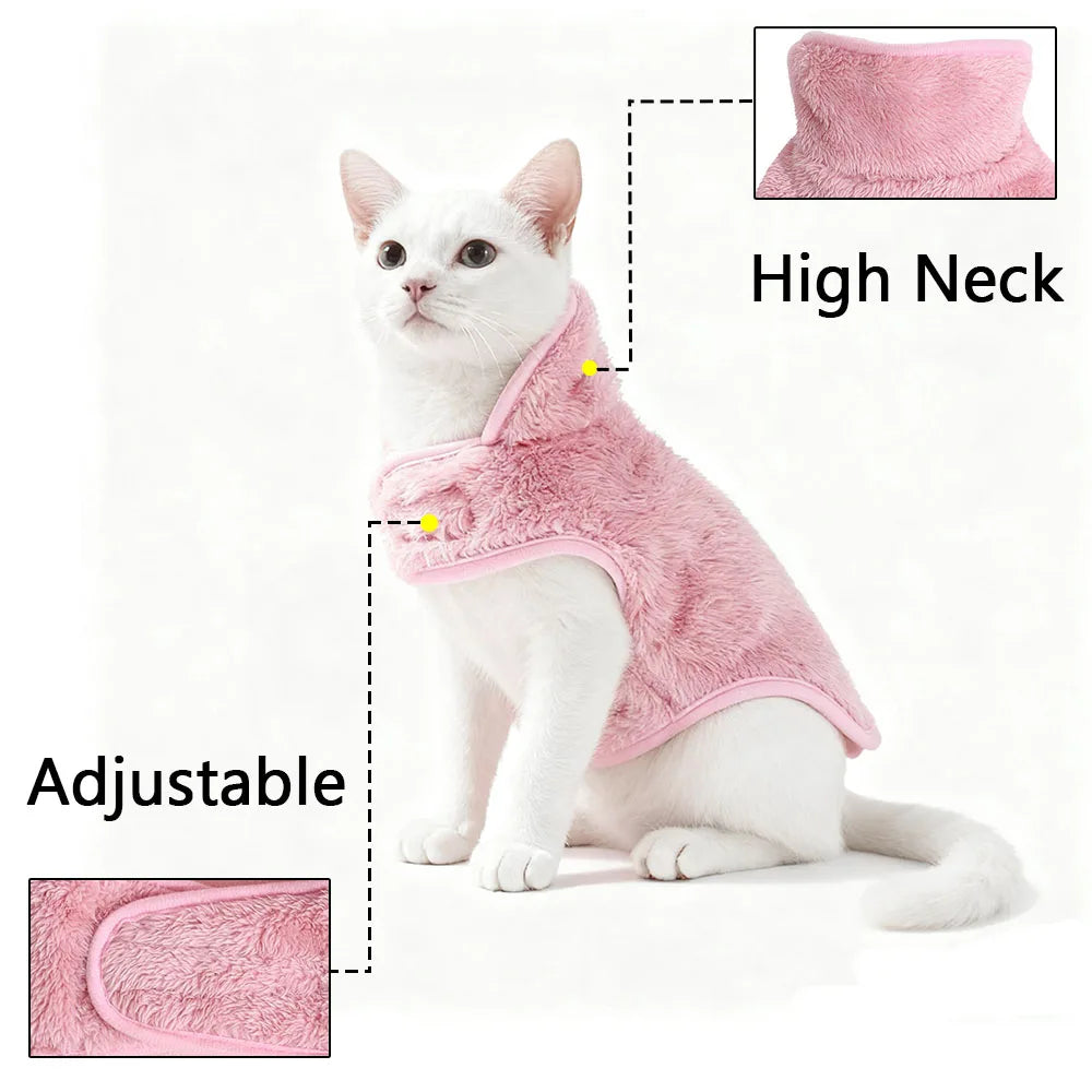Cute Pet Jacket Coat Adjustable Soft High Neck Kitten Apparel