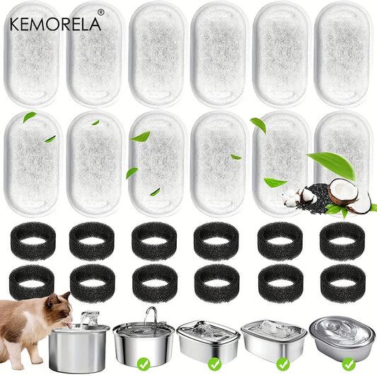 KEMORELA 12/15PCS Cat Water Fountain Activated Carbon Sponge Filters
