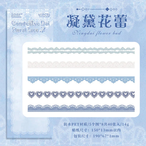 40 pcs Lace Stickers Cute Aesthetics Decor Collage Junk Journal