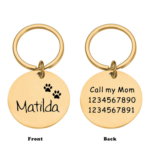 1pc Romantic dog footprint Customized Name and text Cat Dog ID Tag