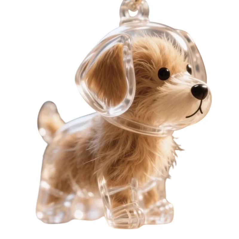 Cute Clear Puppy Hair Memorial DIY Pendant Keychain Decor Keepsake