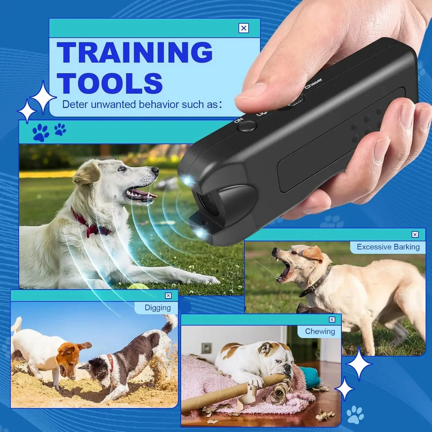 Dog Ultrasonic Repeller Pet Training Device Outdoor Deterrent Chaser