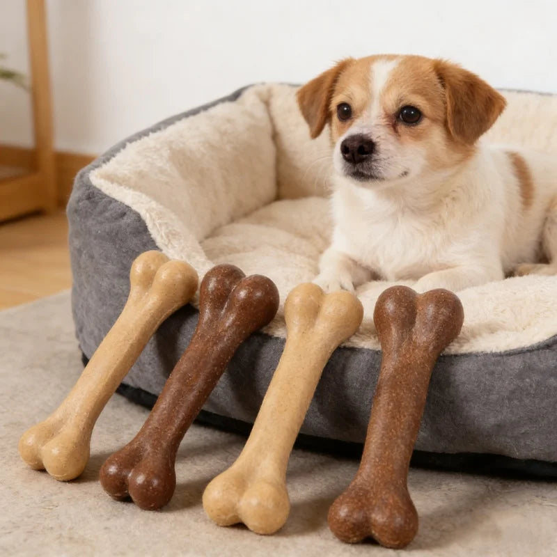 Dog Durable Beef Flavored Chew Toy, Bone Shaped Dog Interactive Play