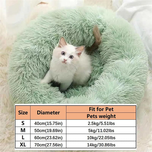 Soft Pet Cat Bed Pad Plush Warm Faux Fur dog Calm Bed Donut Round Bed