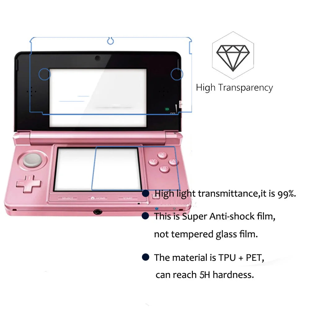 2PCS Explosion-proof Screen Protector For Nintendo 3DS HD Clear PET