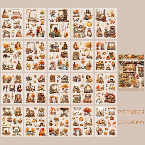 20Sheets PET Stickers Season Series PET Decorative Stickers Diary