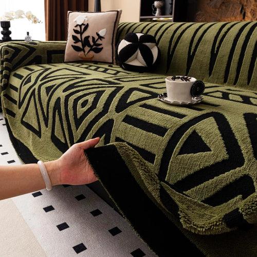 1pc New Bohemian Style Sofa Protector, Vintage Interlaced Comfortable