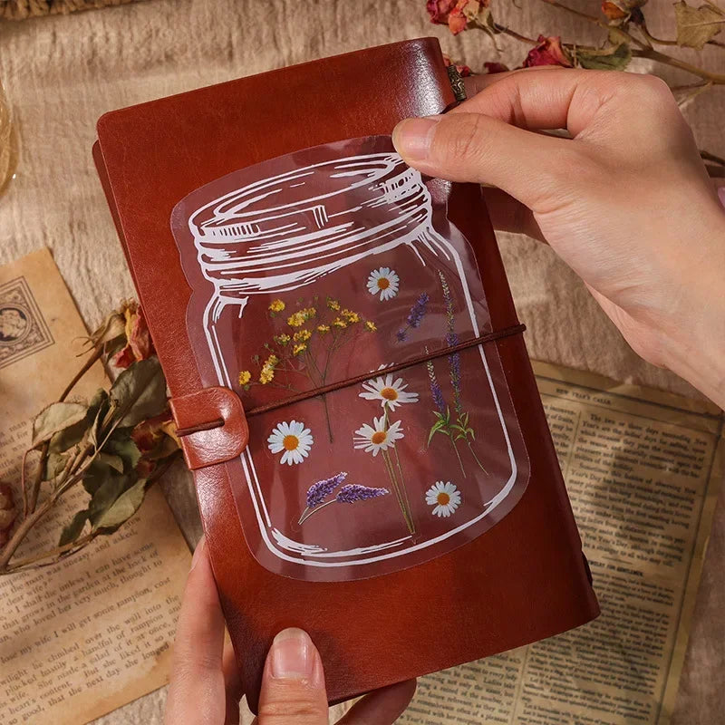 6pcs/pack Transparent  Flowers Plants PET Decorative Stickers Diary