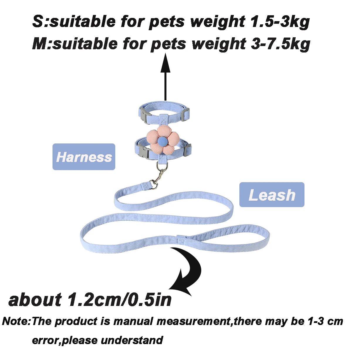 Cat Harness and Leash Sets Adjustable Dog Harness for Small Dog Leash