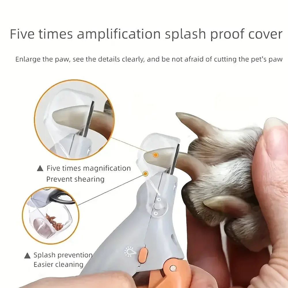 LED Light Pet Nail Clippers - Great for Trimming Cat and Dog Nails and