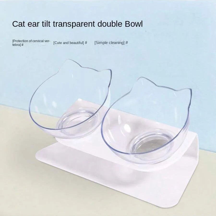 Slanted Mouth Cat Bowl, Neck Protector, Cat Double Bowl, Pet