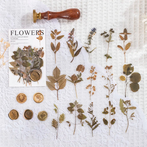 40 pcs/pack Vintage Dried flower Leaf specimen Stickers aesthetic