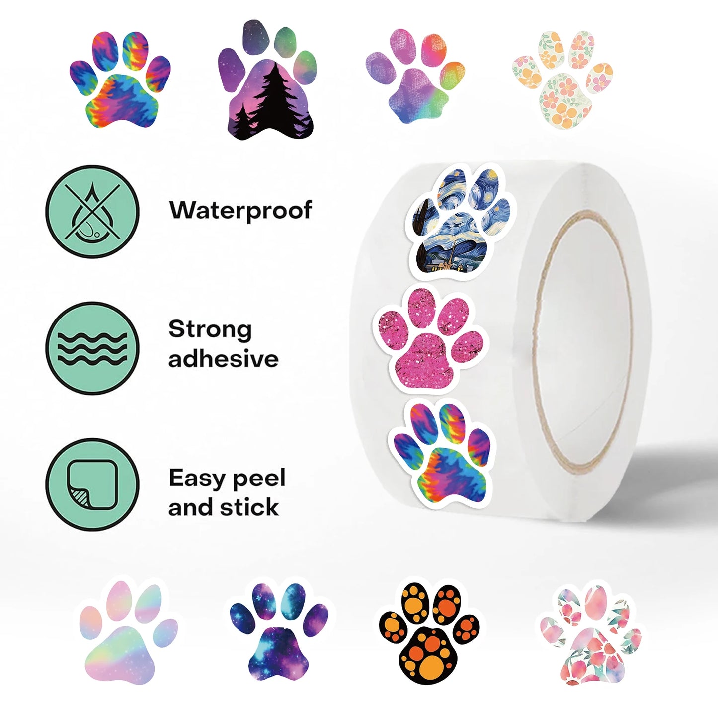 500PCS Puppy Pet Dog Paw Stickers Adorable Puppy Dog Paw Print