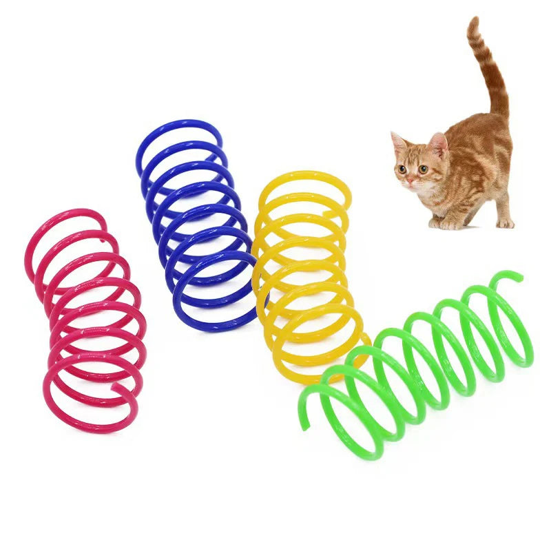 Cat color plastic spring cat toy color spring jumping cat toy toy
