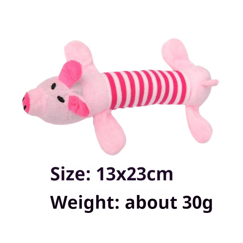 New Pet Toy Striped Elephant, Yellow Duck, Pink Pig Biting Pet Toy
