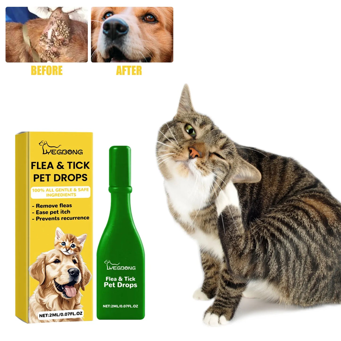 Cat Anti Flea Drops Flea Lice Remove Relieve Skin Itching External