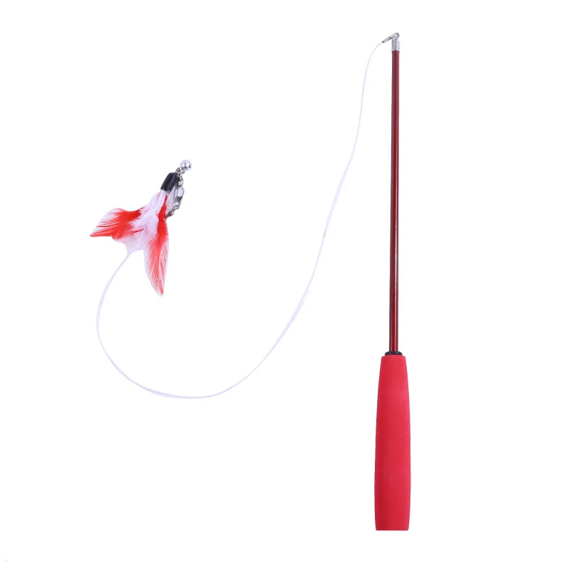 Pet Cat Toy Super Long Three Section Telescopic Rod Cat Teaser Stick