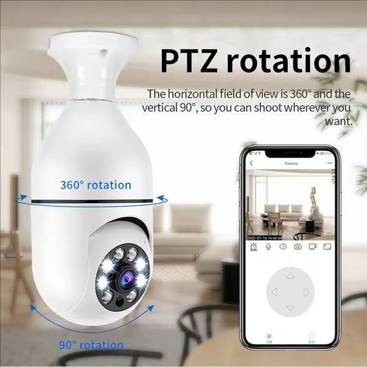 4G WiFi IP Camera E27 Bulb Camera 2MP Wireless Baby Monitor with AI