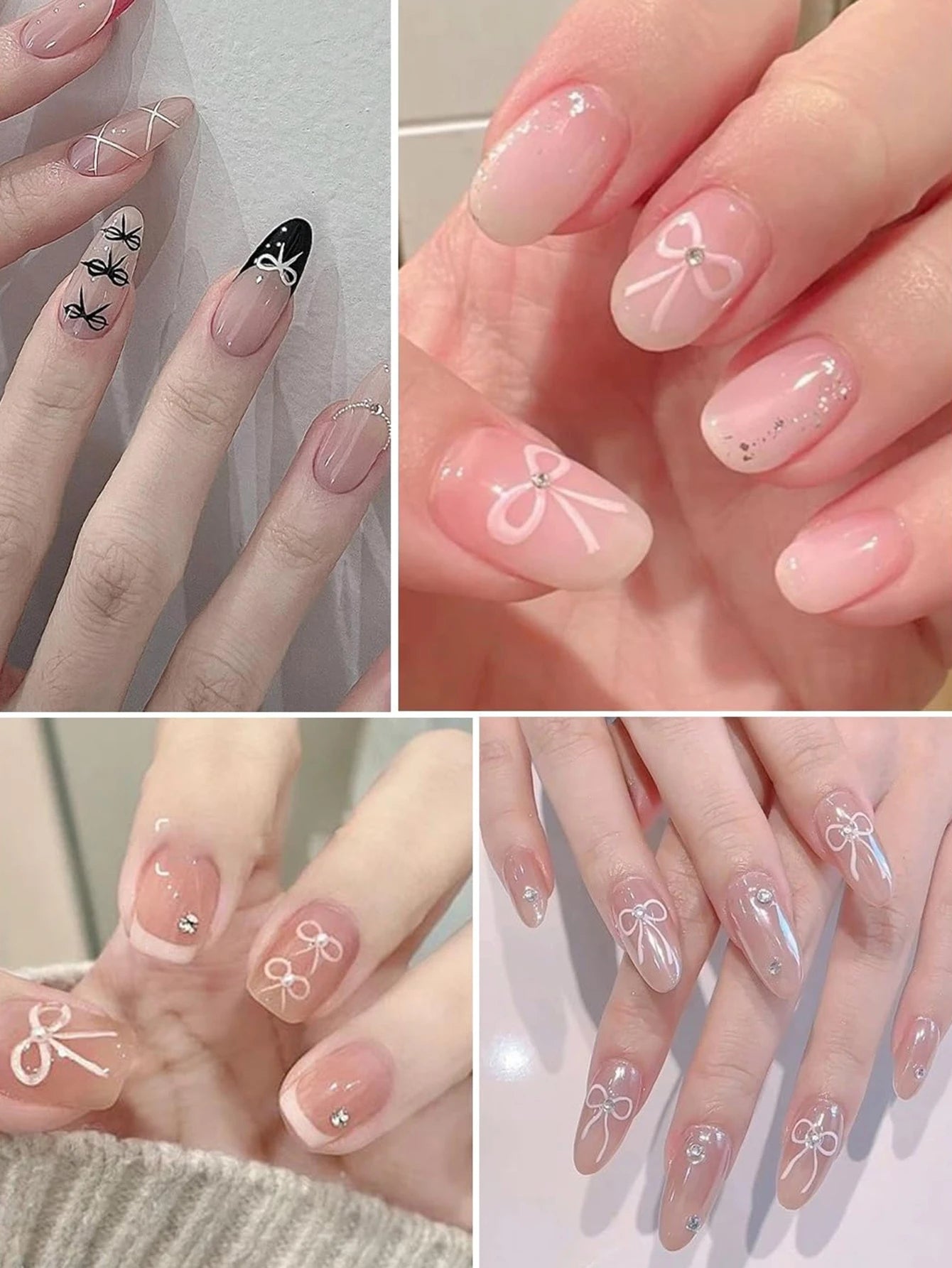 6/12/18/24/30 Sheets Bowknot Nail Stickers Cute Ribbon Design Self