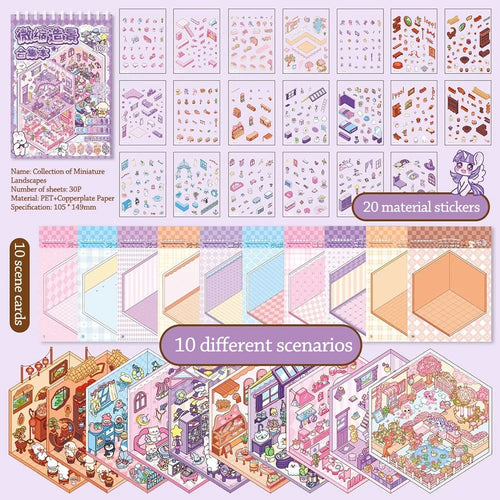 New PET Miniature Scene Collection Cartoon DIY 3D Pocket Cabin Scene