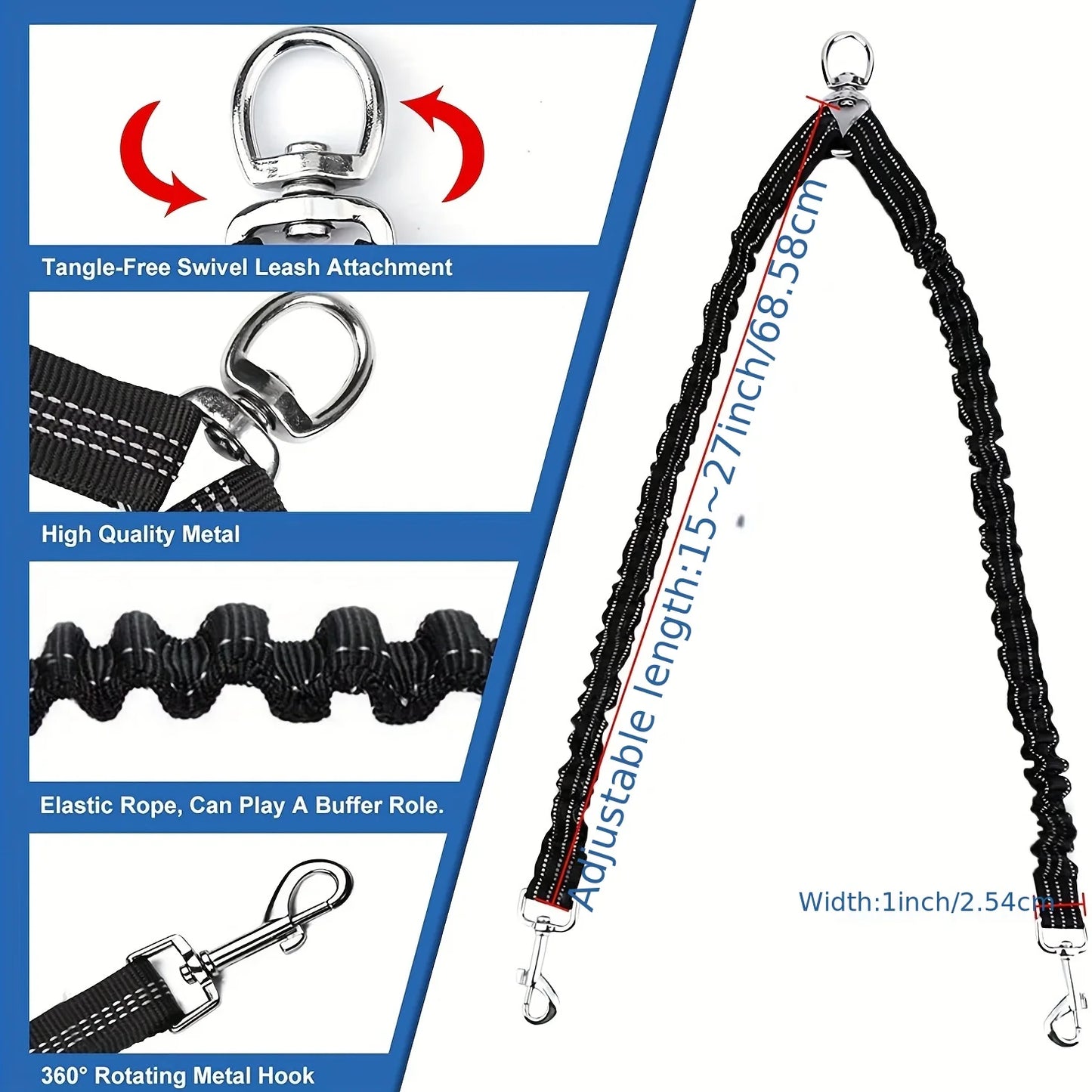 Pet Dog Double Leashes - No Tangle Dog Leash Coupler, Comfortable