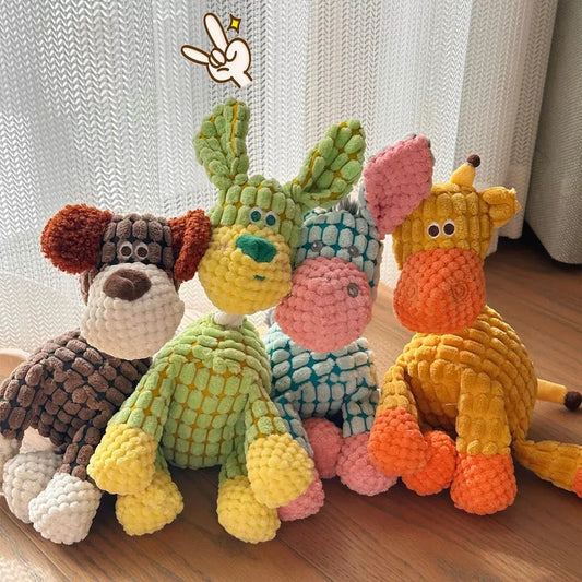 Cute Donkey Plush Toy for Dogs - Squeaky Chewable Interactive Pet Toy