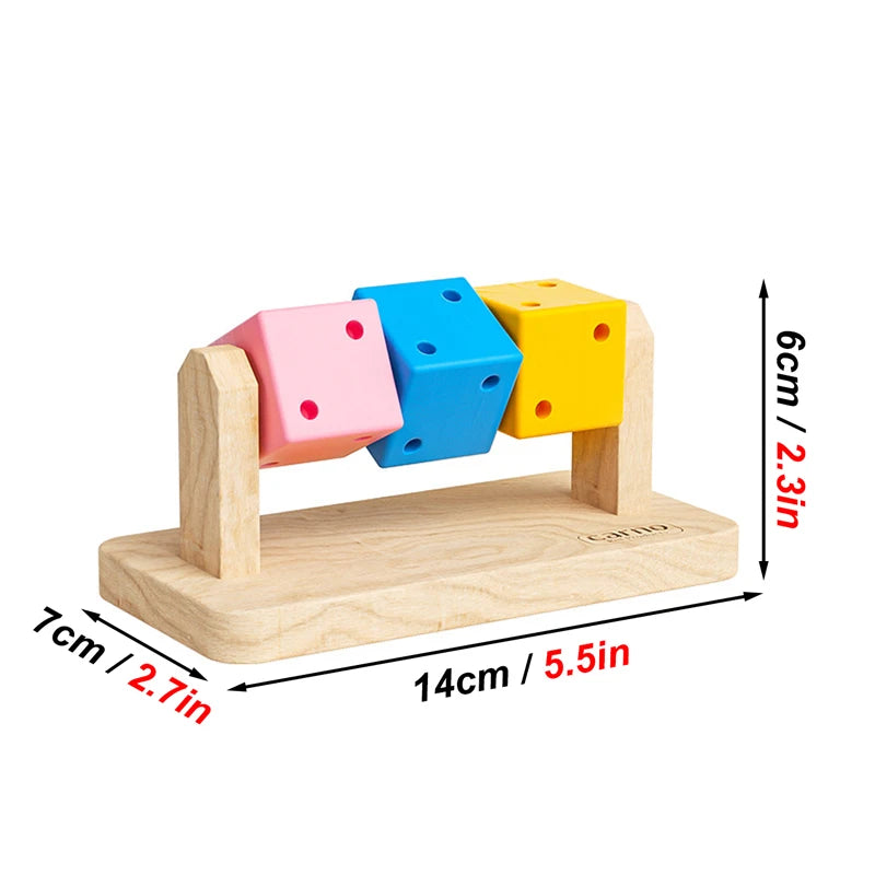 1pc Funny Colorful Wooden Rubik's Cube-shaped Interactive Chewing Toy