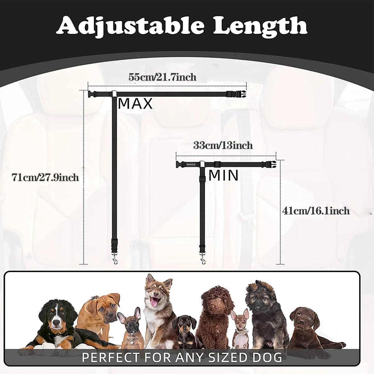 1pc Pet Dog And Cat Seat Belt, Car Headrest Restraint, Adjustable
