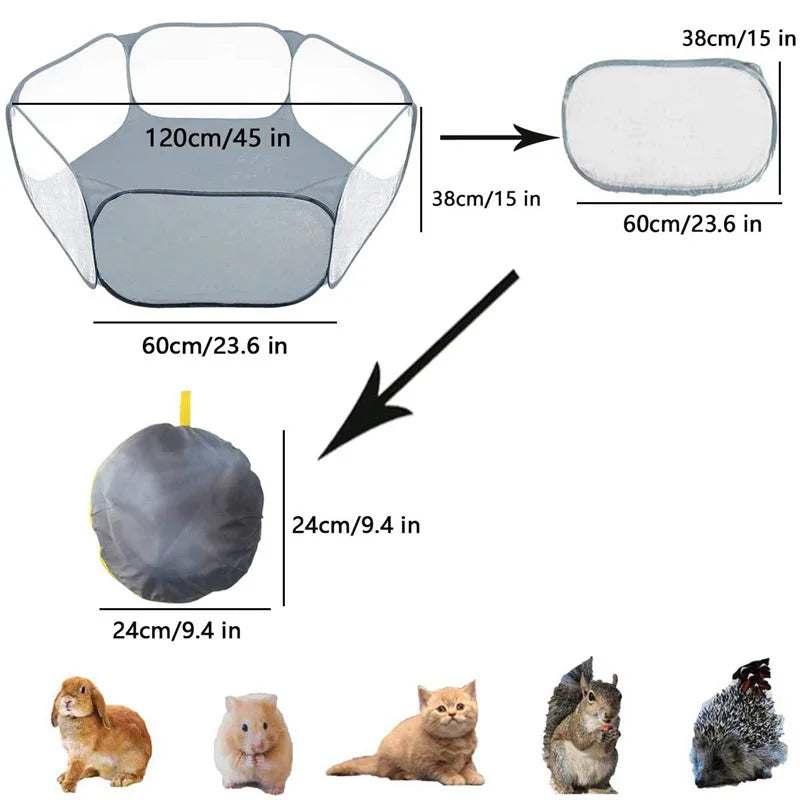 Portable Small Pet Cage Transparent Cat and Dog Cage Tent Pet Playpen