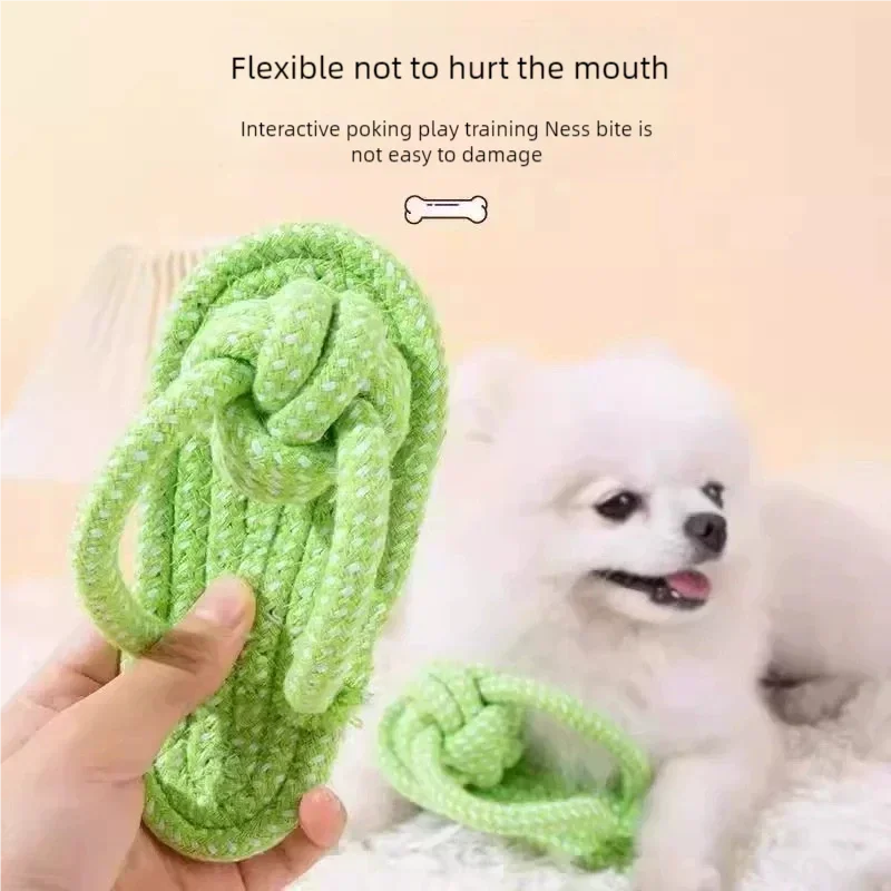 Pet Cotton Rope Slipper Knot Toy For Small Dogs Interactive Chew Toy