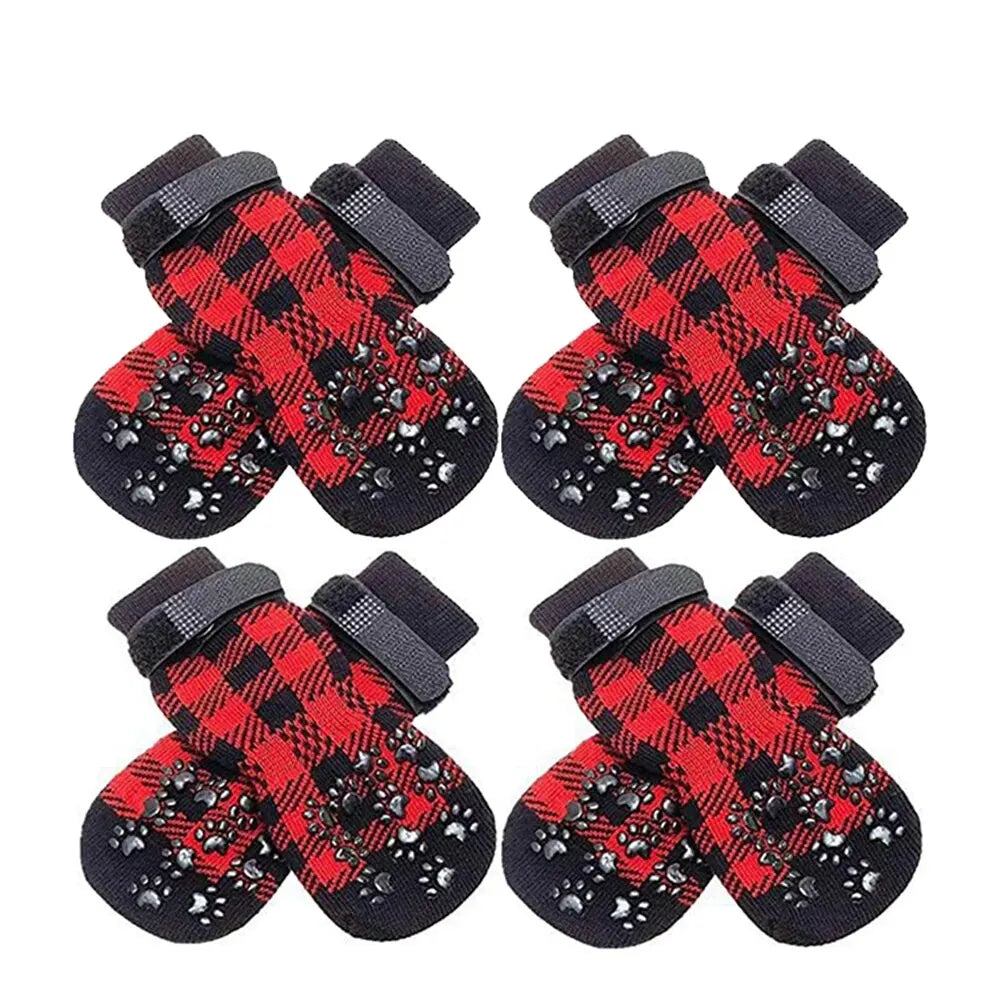 4PCS Pet Stocking Christmas Dog Stocking Thermal Strap With Non-slip