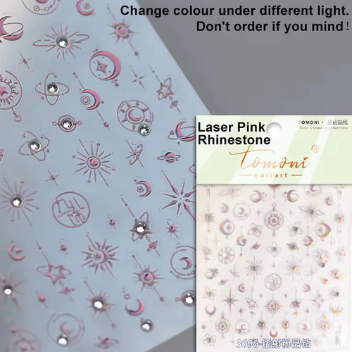 1pcs 5D Relief Kawaii Colorful Star Nail Art Stickers Multi Macaron