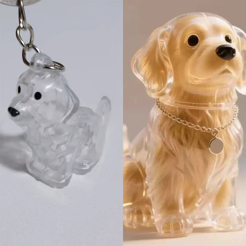 Cute Clear Puppy Hair Memorial DIY Pendant Keychain Decor Keepsake