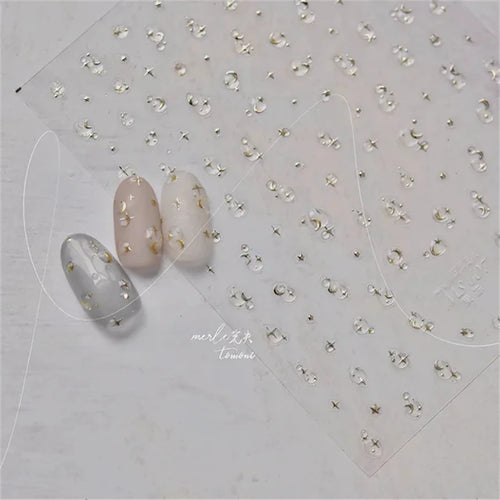 1pcs Jelly Nail Stickers Shiny French Ice Crystal Stars Love Self
