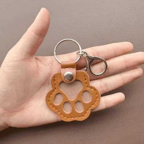 Memorial Leather Pet Hair Storage Bag Cat Paw Keychain Multifunctional