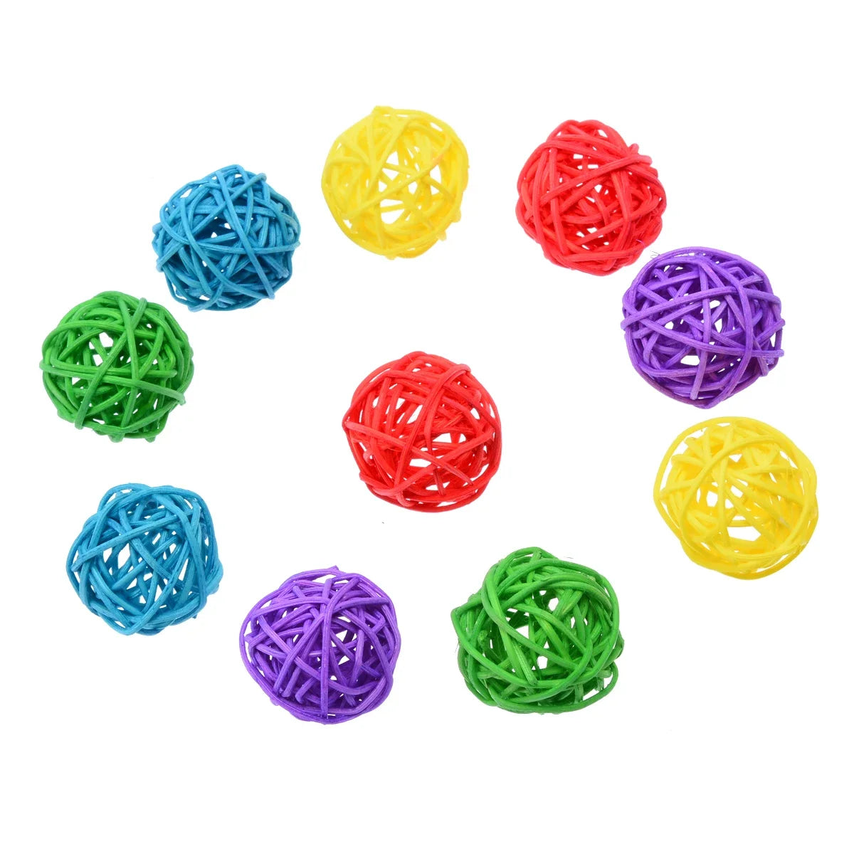 10pcs Primary Color Sepak Takraw Parrot Chewing Toy Ball Pet Bird