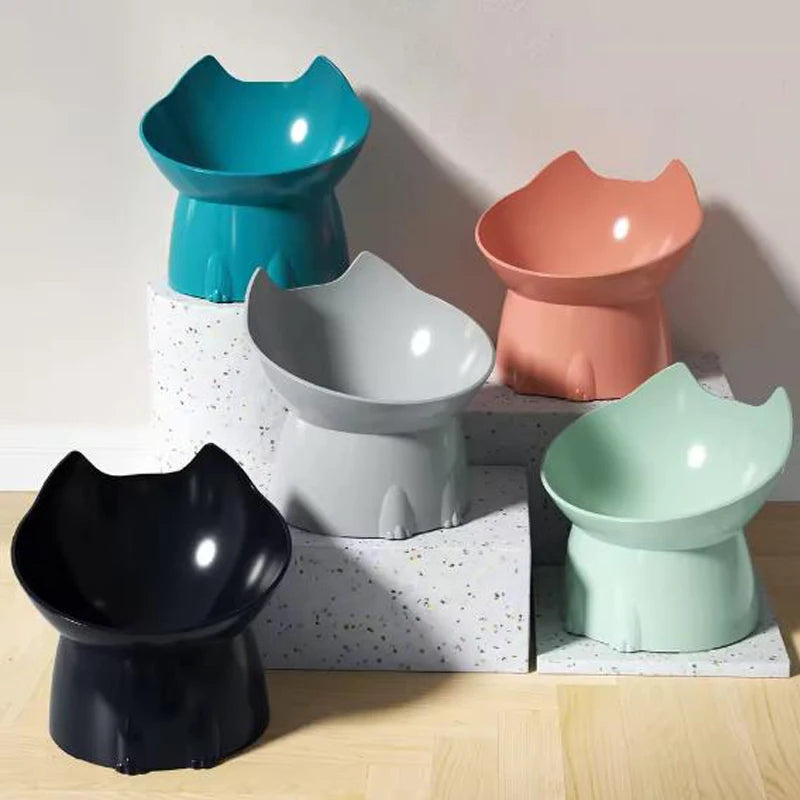 Cat bowl with long ears and high feet bowl with cat and dog neck