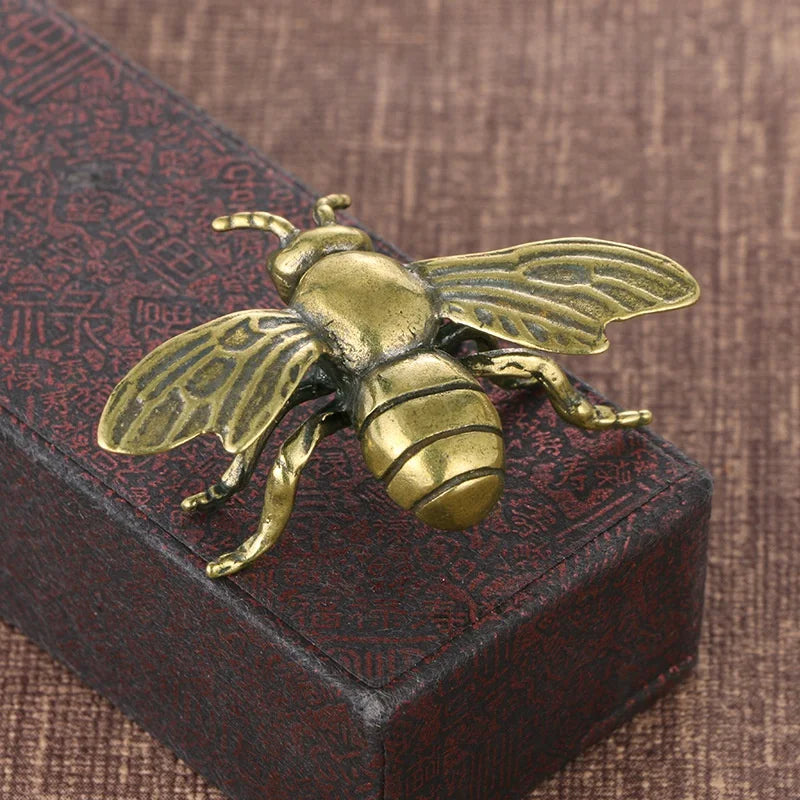 Solid Brass Insect Honeybee Figurines Miniatures Tea Pet Funny Beetle