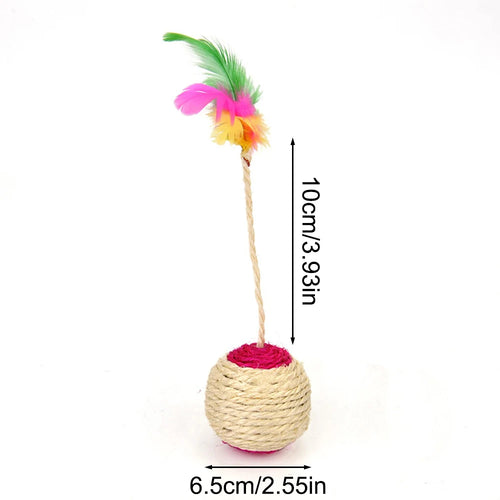1PC Pet Cat Toy Colorful Feather Blanket Ball Grinding Claw