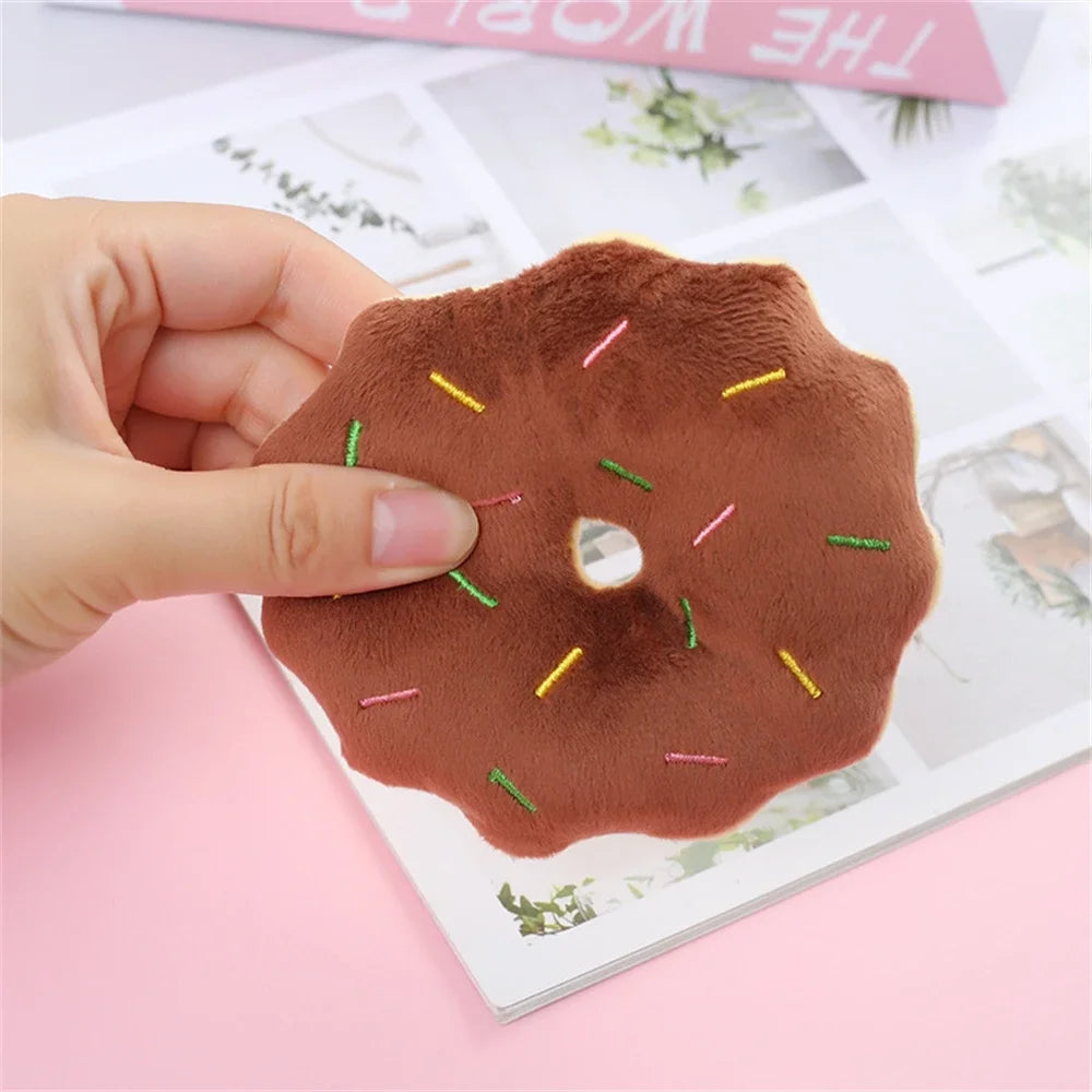 Soft Donuts Plush Dog Toy Puppy Chew Squeaky Sound Toy Small Medium