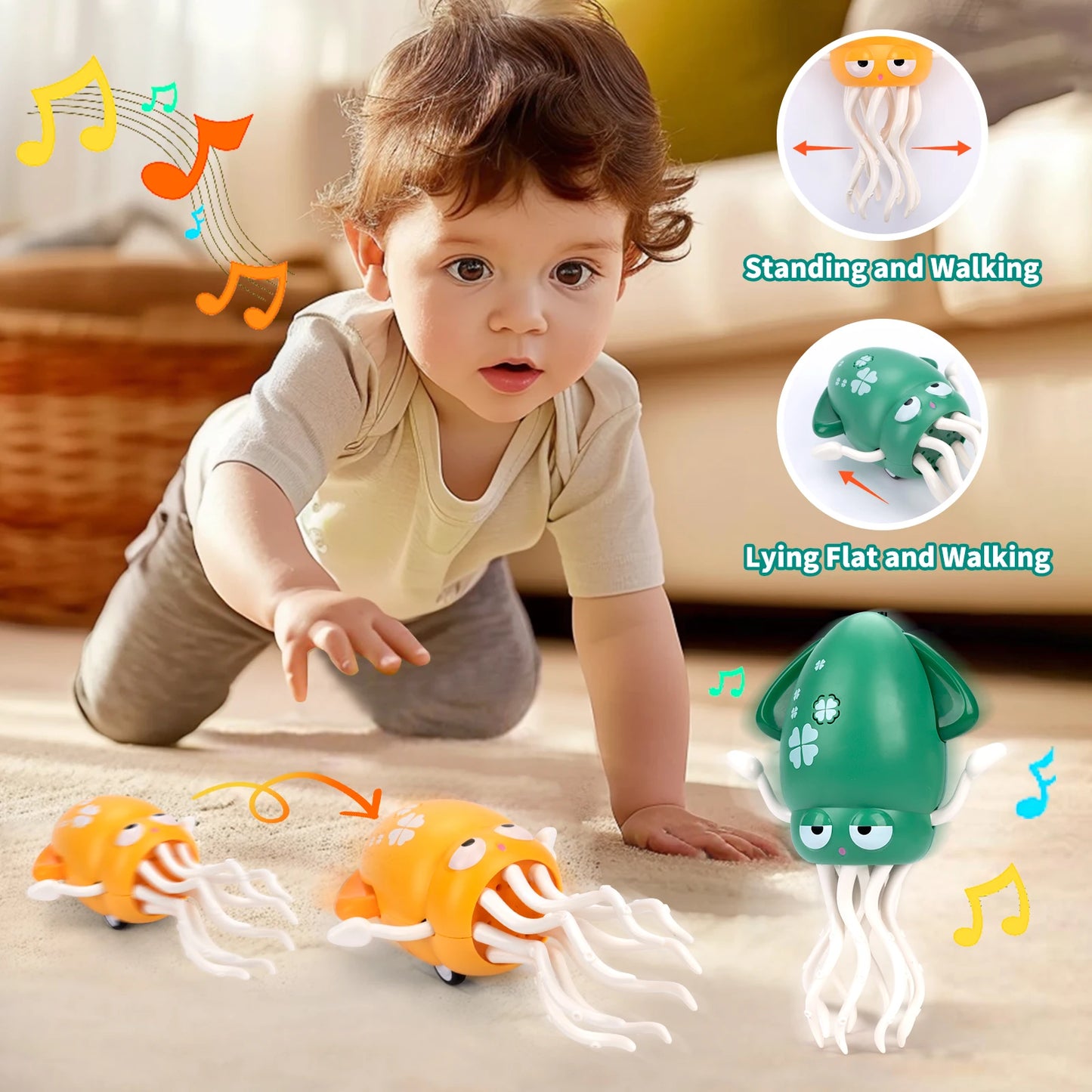 Electronic Dancing Squid Toys with Light&Music Funny Induction Lying