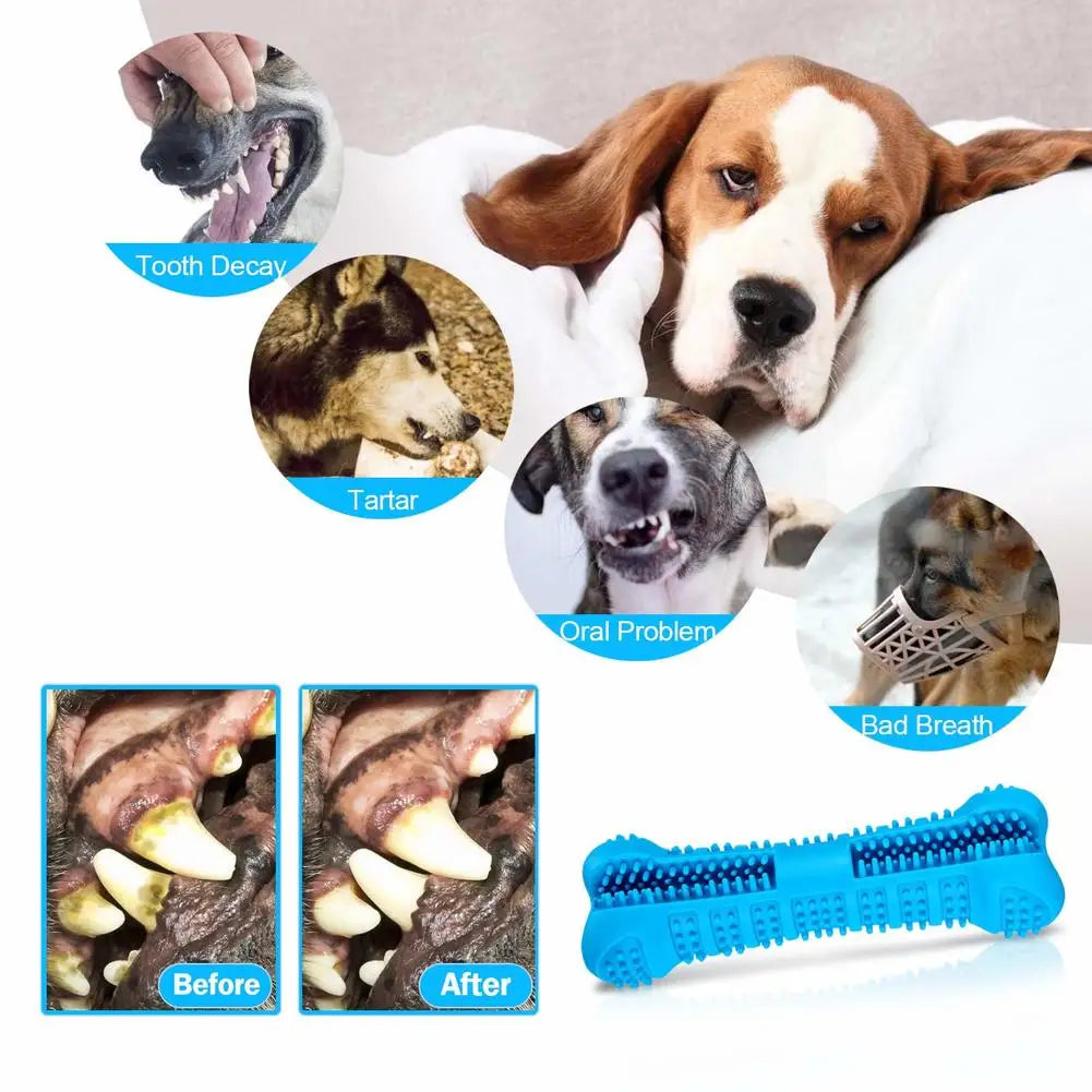 Soft Rubber Dog Toothbrushes Puppy Chew Toys Dog Brush Stick 360