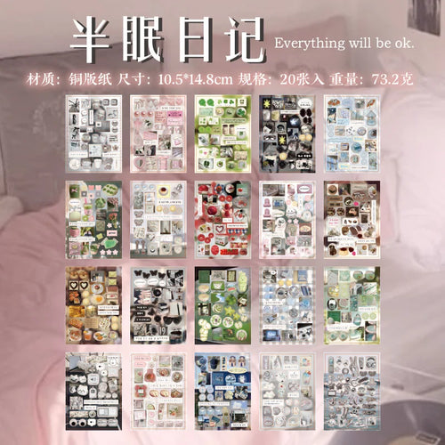 30/60 Sheets Cute PET Die cut Stickers book Retro Cartoon Handmade