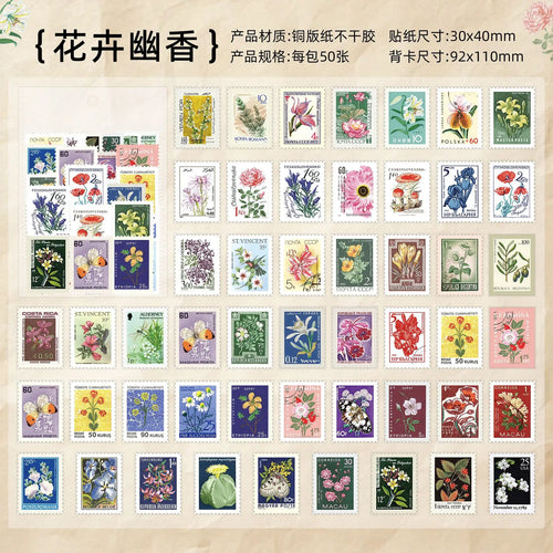 50 sheets Philatelic museum series Postage stamp theme stickers